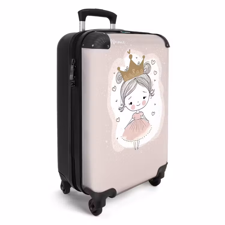 Prinses op gekleurde achtergrond met hartjes NBS - Handbagage koffer - Kinderen Unisex middel -productfoto_3d