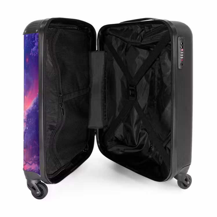 Paarse Eenhoorn in Magische Omgeving NBS - Handbagage koffer - Kinderen Unisex middel -binnenkant