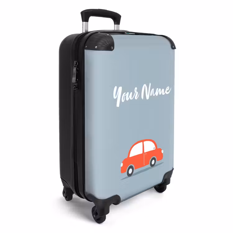 Rode auto blauwe achtergrond NBS - Handbagage koffer - Kinderen Unisex middel -productfoto_3d