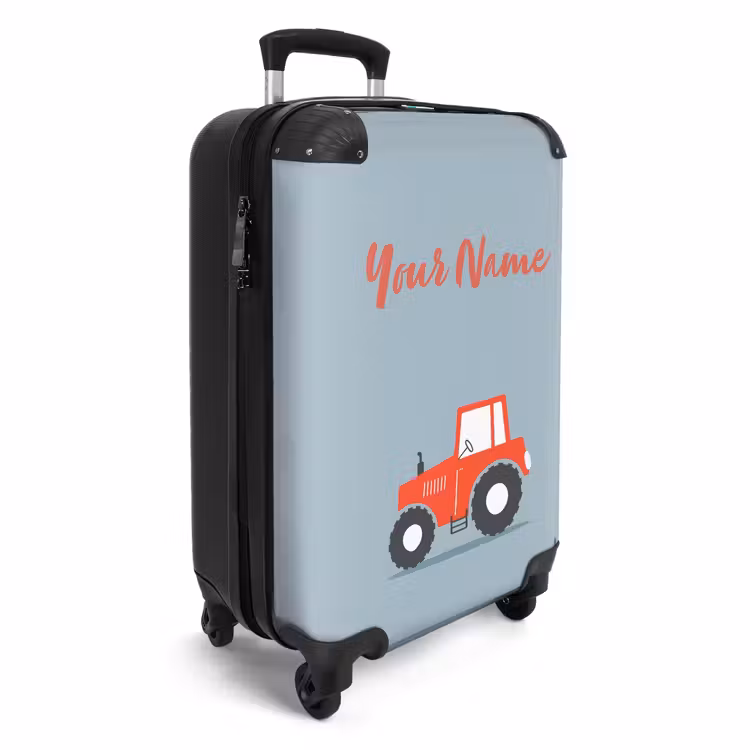 Rode trekker blauwe achtergrond NBS - Handbagage koffer - Kinderen Unisex middel -productfoto_3d