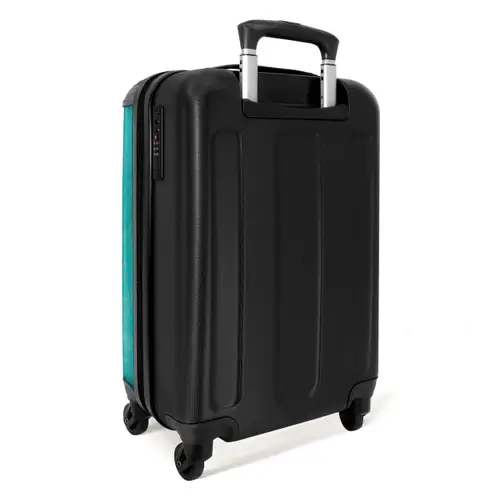 Voetbalvibes - Verfspatten - Groen - Blauw NBS - Handbagage koffer - Kinderen Unisex middel -achterkant