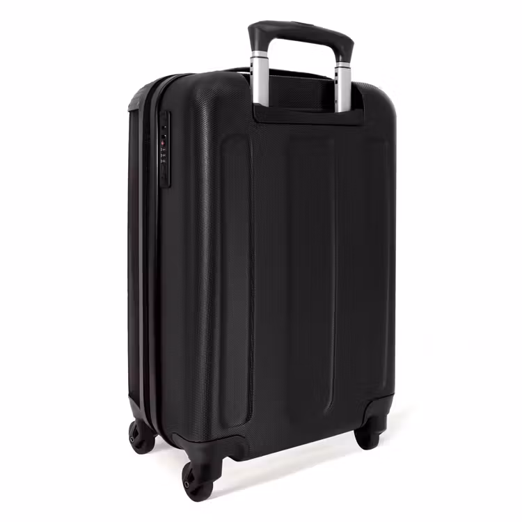 Eenhoorn en Bloemen op Zwarte Achtergrond NBS - Handbagage koffer - Kinderen Unisex middel -achterkant