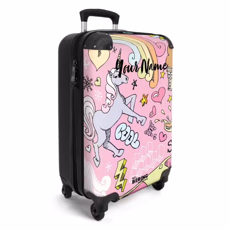 Unicorn doodles NBS - Handbagage koffer - Kinderen Unisex middel -productfoto_3d