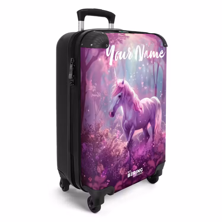 Eenhoorn Omringd door Paarse Natuur NBS - Handbagage koffer - Kinderen Unisex middel -productfoto_3d