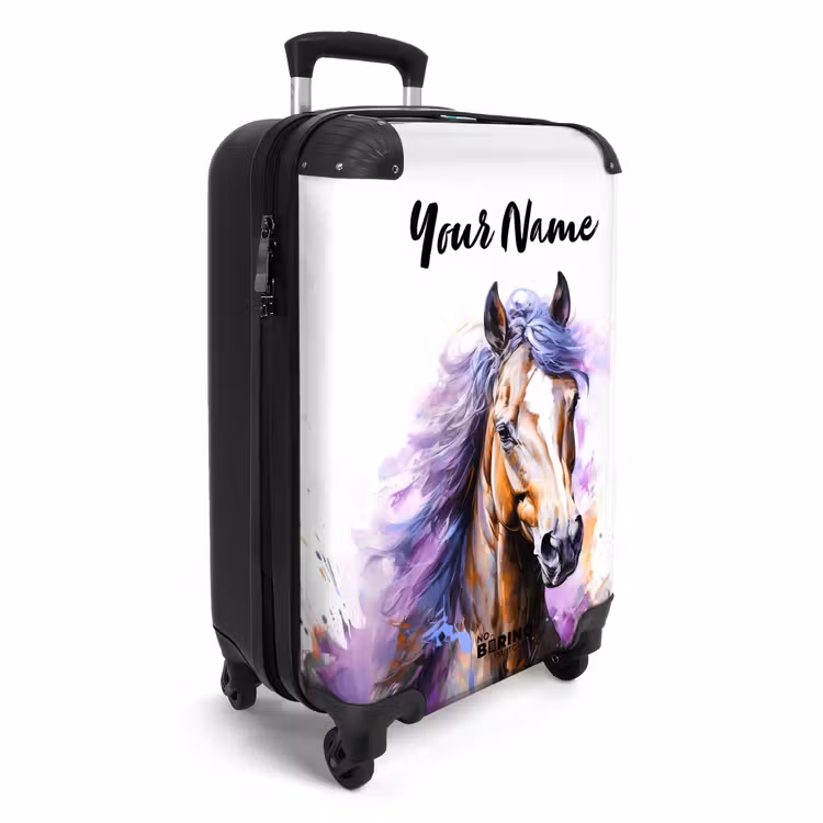 Aquarel paard met paarse manen NBS - Handbagage koffer - Kinderen Unisex middel -productfoto_3d