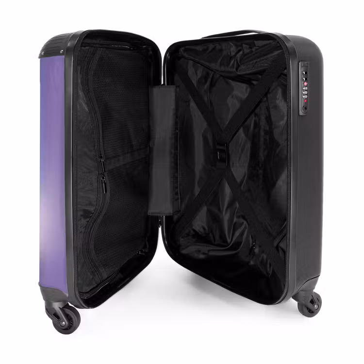 Gele auto met roze vlammen NBS - Handbagage koffer - Kinderen Unisex middel -binnenkant