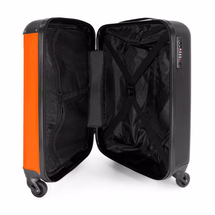Gele auto met gele vlammen NBS - Handbagage koffer - Kinderen Unisex middel -binnenkant
