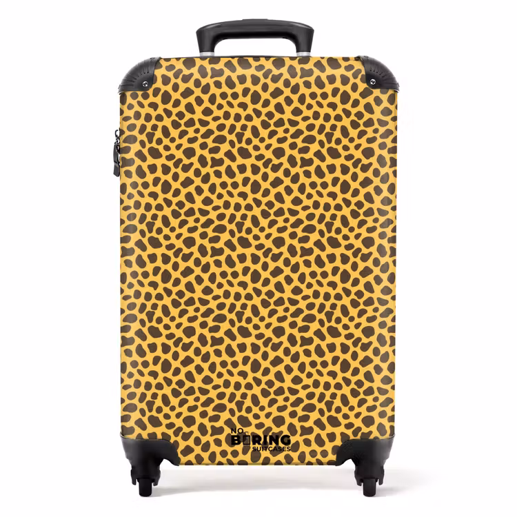 Gele achtergrond met dicht luipaardpatroon NBS - Handbagage koffer - Volwassenen Unisex middel -productfoto_recht