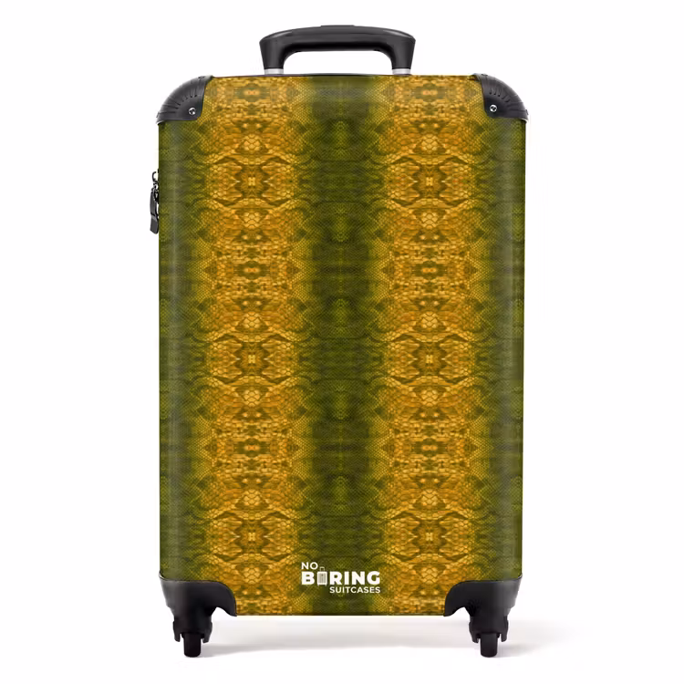 Geel groen slangenhuid met symmetrische schubstructuur NBS - Handbagage koffer - Volwassenen Unisex middel -productfoto_recht