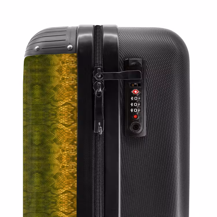 Geel groen slangenhuid met symmetrische schubstructuur NBS - Handbagage koffer - Volwassenen Unisex middel -slot