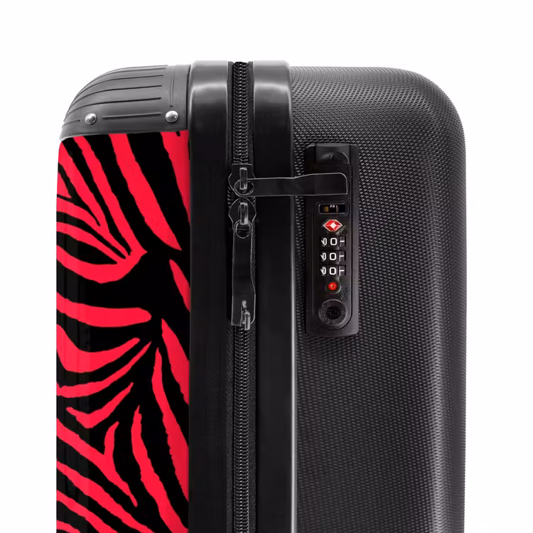 Zebrastrepen in zwart op felroze achtergrond NBS - Handbagage koffer - Volwassenen Unisex middel -slot