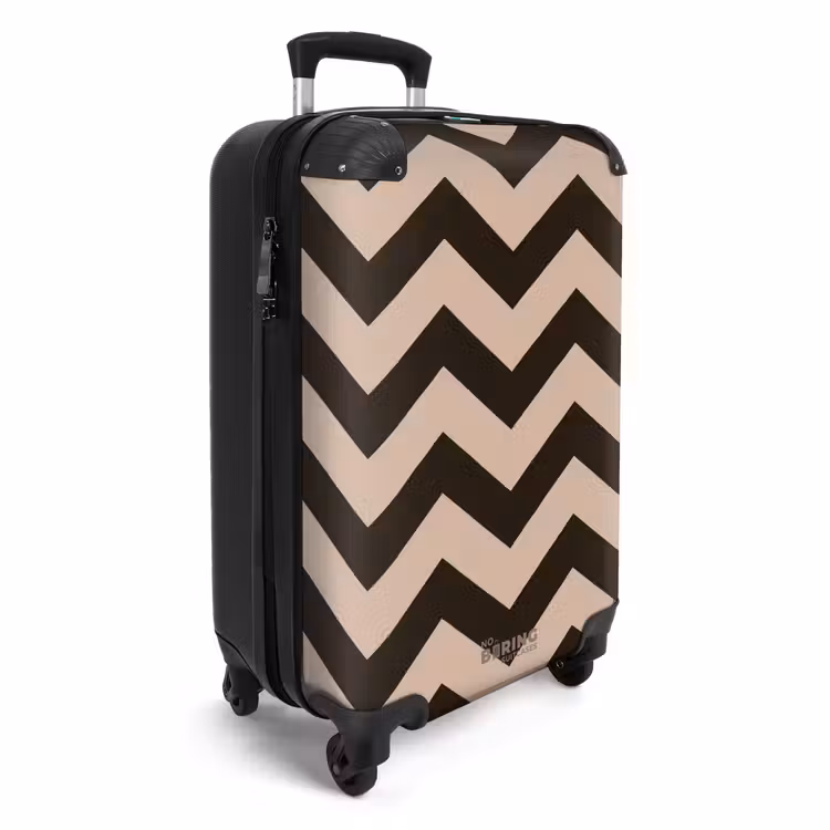 Zigzag patroon in verschillende tinten bruin NBS - Handbagage koffer - Unisex middel -productfoto_3d