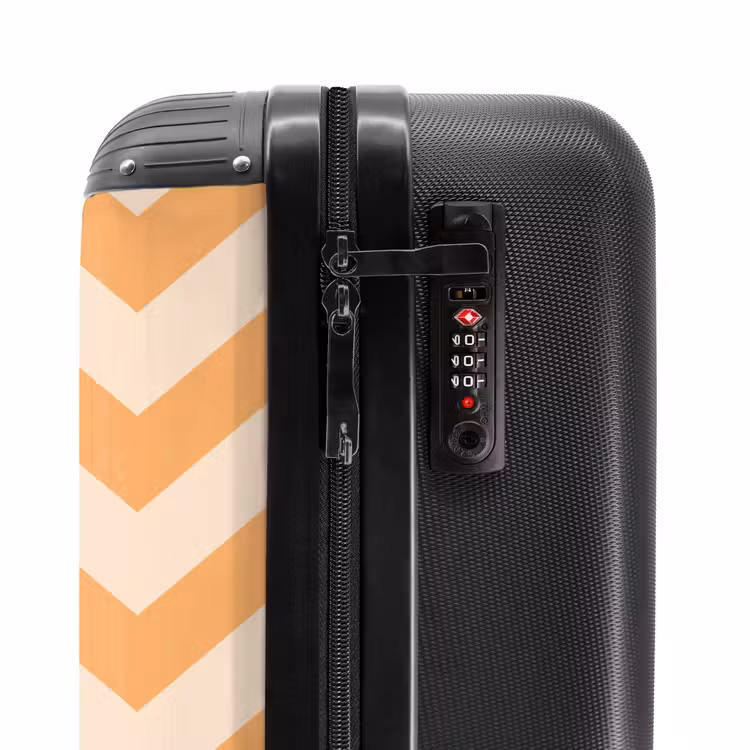 Zigzag patroon in oranje NBS - Handbagage koffer - Unisex middel -slot