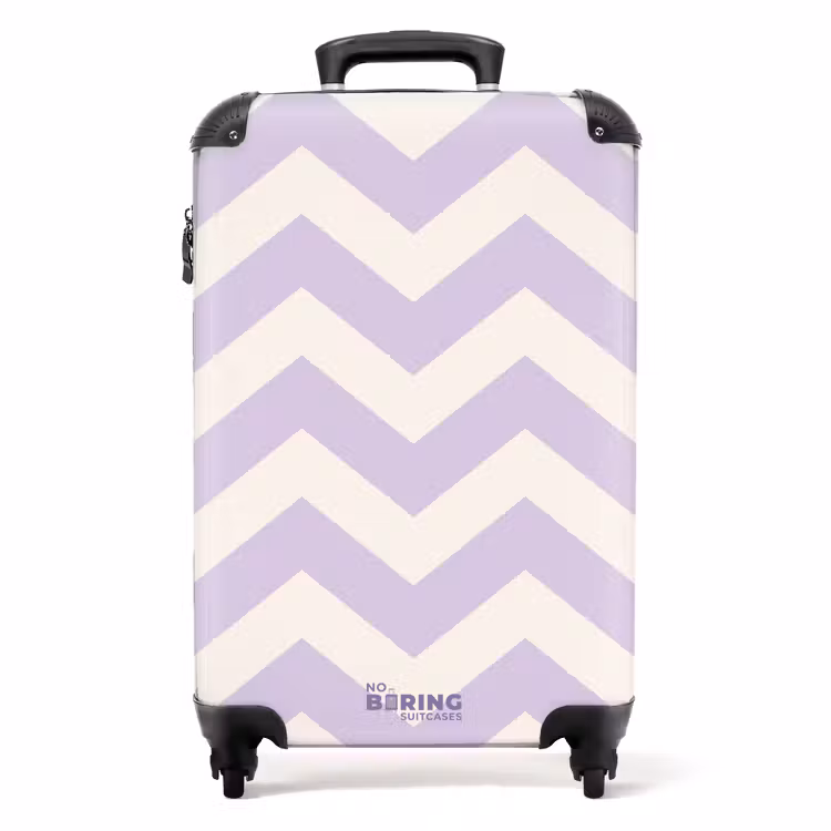 Zigzag patroon in paars en wit NBS - Handbagage koffer - Unisex middel -productfoto_recht