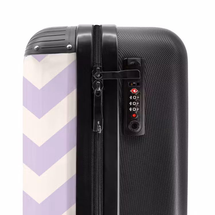 Zigzag patroon in paars en wit NBS - Handbagage koffer - Unisex middel -slot
