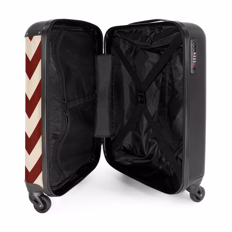 Zigzag patroon in rood en crème NBS - Handbagage koffer - Unisex middel -binnenkant
