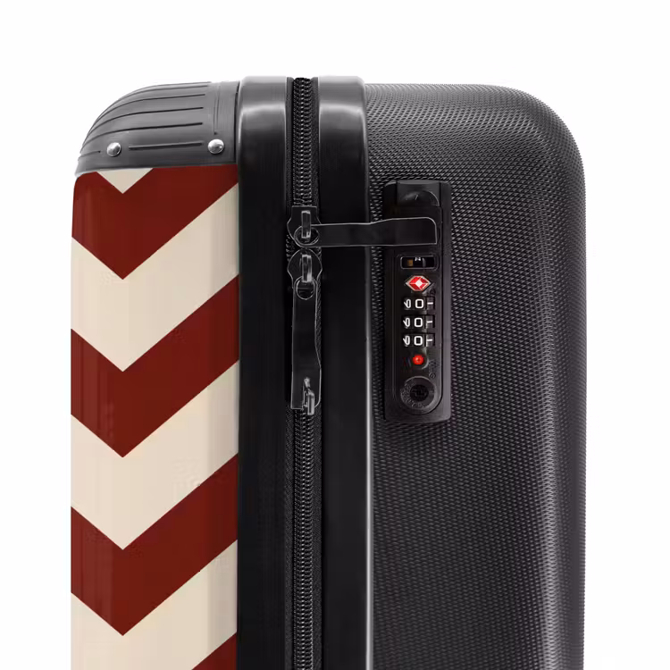 Zigzag patroon in rood en crème NBS - Handbagage koffer - Unisex middel -slot