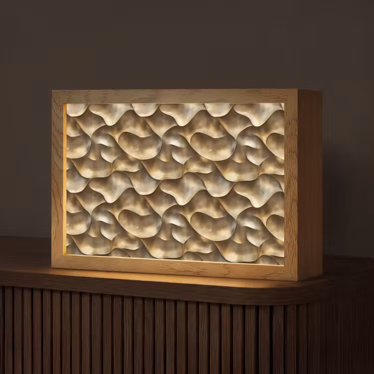 Abstract - Antiek - Goud Light Box met kabel (Tafellamp) klein 924 -z3d_website