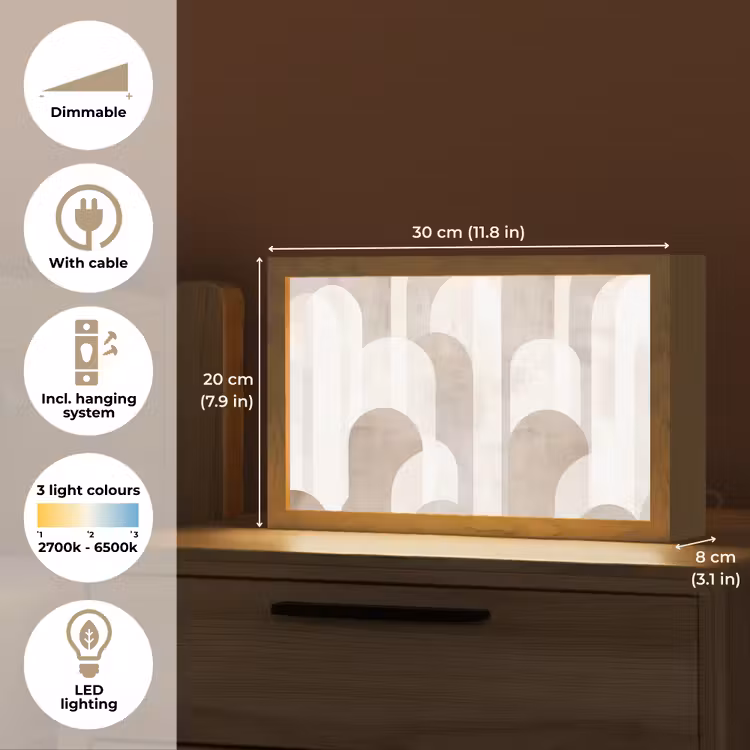 Abstracte bogen - Modern - Beige Light Box met kabel (Tafellamp) klein -USP_EN