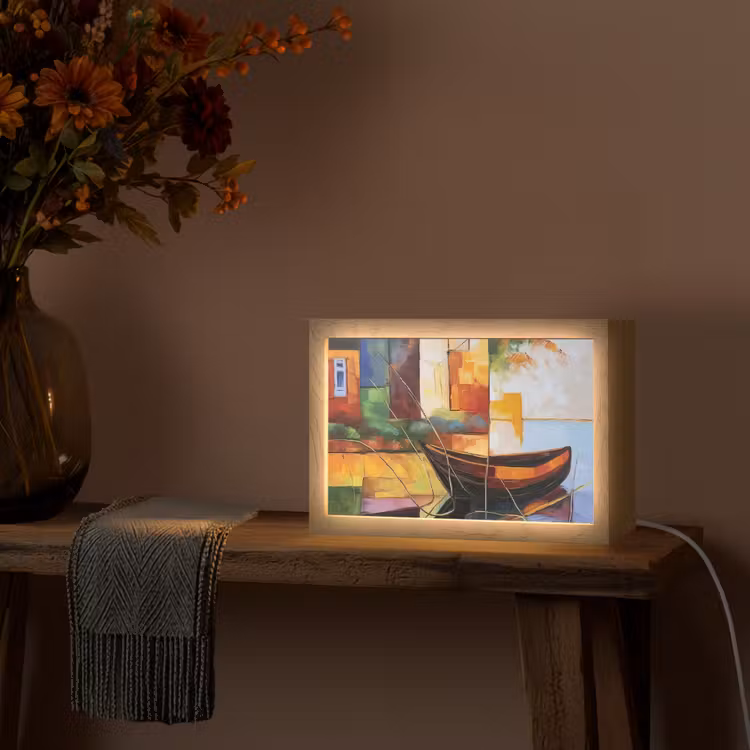 Abstract - Kunst - Boot - Kleuren Light Box met kabel (Tafellamp) klein -sfeer4