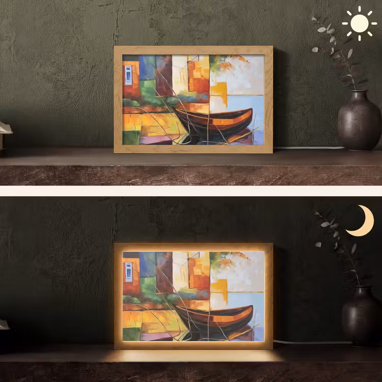 Abstract - Kunst - Boot - Kleuren Light Box met kabel (Tafellamp) klein -sfeer3