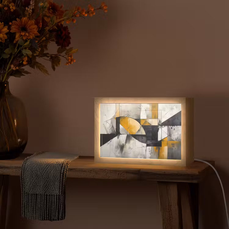 Abstract - Kunst - Geometrisch - Aesthetic Light Box met kabel (Tafellamp) klein -sfeer4
