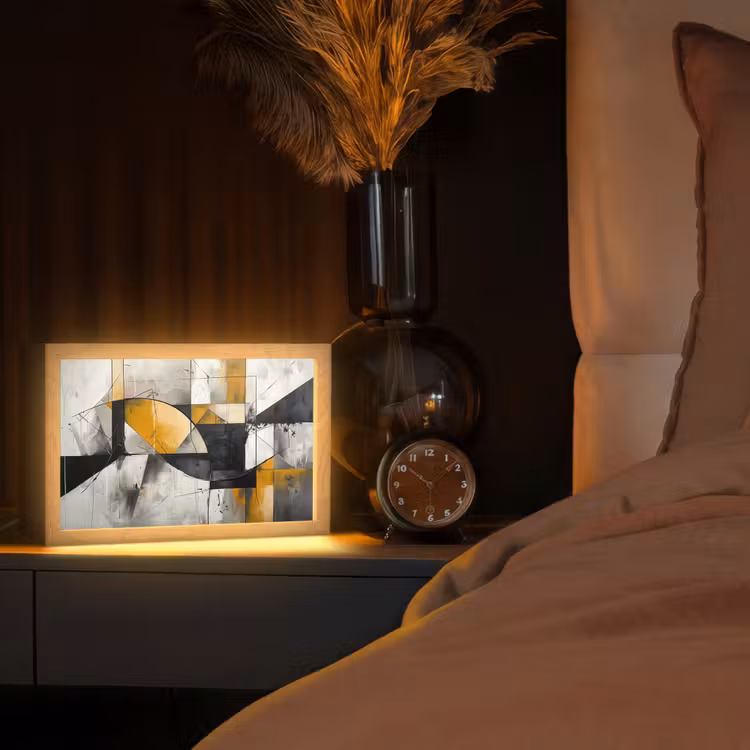 Abstract - Kunst - Geometrisch - Aesthetic Light Box met kabel (Tafellamp) klein -sfeer1