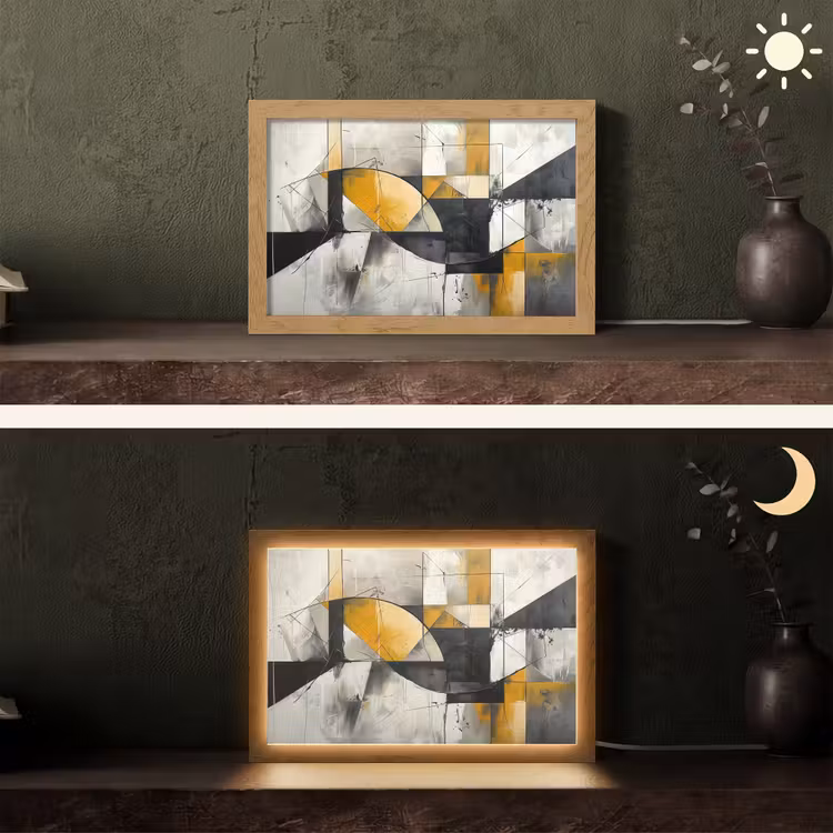 Abstract - Kunst - Geometrisch - Aesthetic Light Box met kabel (Tafellamp) klein -sfeer3