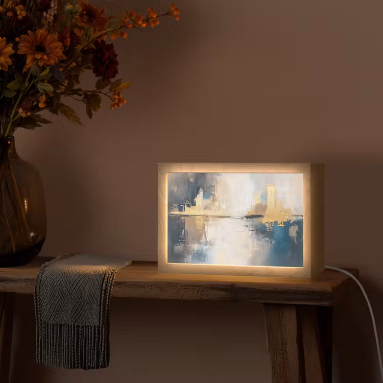 Abstract - Kunst - Goud Light Box met kabel (Tafellamp) klein -sfeer4