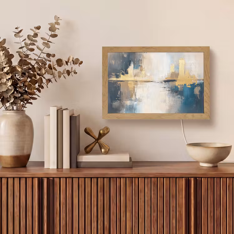 Abstract - Kunst - Goud Light Box met kabel (Tafellamp) klein -sfeer2