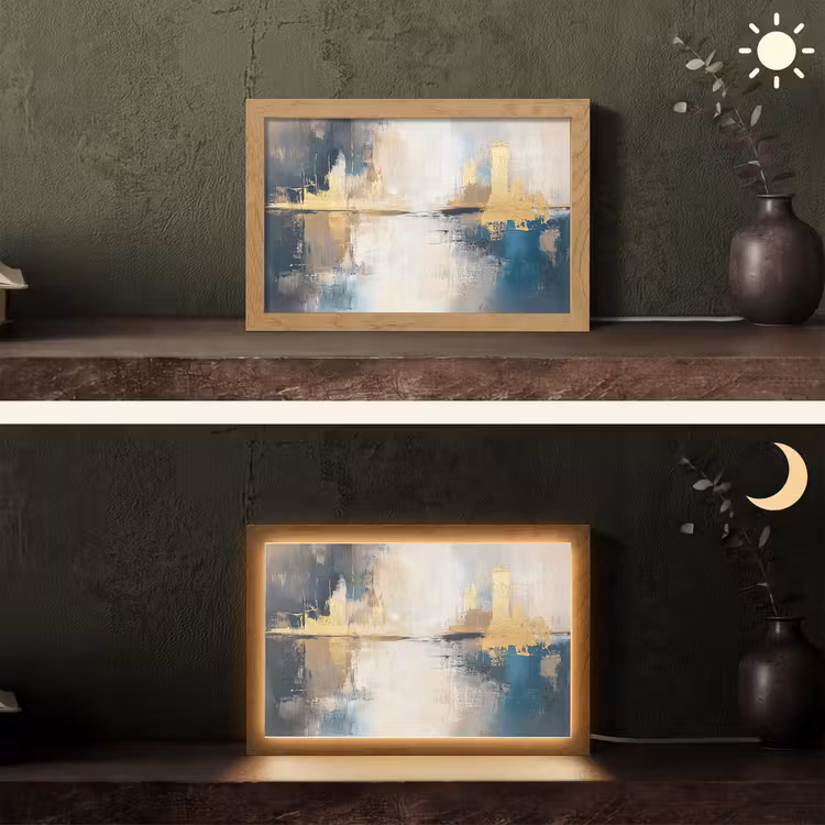 Abstract - Kunst - Goud Light Box met kabel (Tafellamp) klein -sfeer3