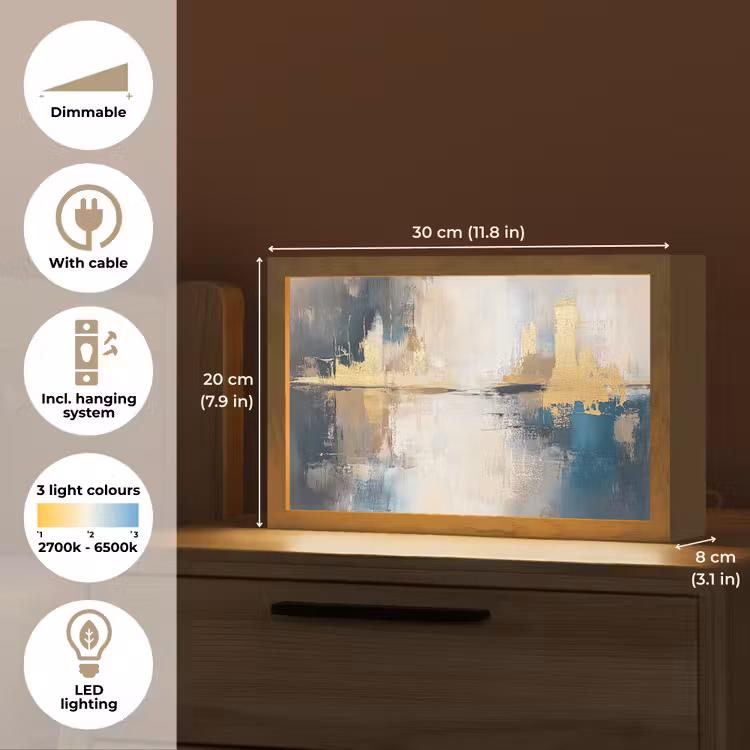 Abstract - Kunst - Goud Light Box met kabel (Tafellamp) klein -USP_EN