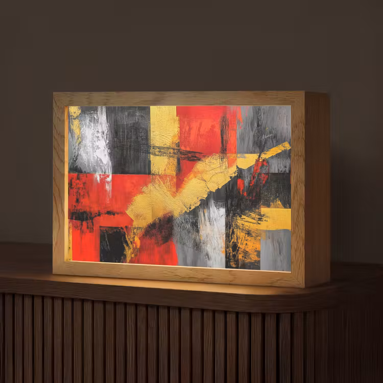 Abstracte kunst - Goud - Zwart Light Box met kabel (Tafellamp) klein -z3d_website