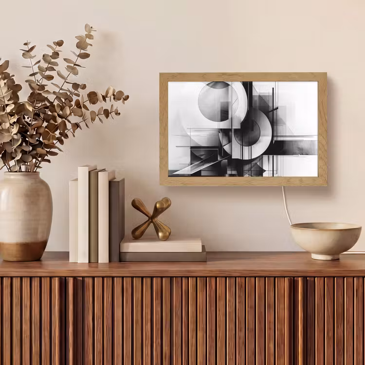 Abstract - Kunst - Modern - Zwart wit Light Box met kabel (Tafellamp) klein -sfeer2