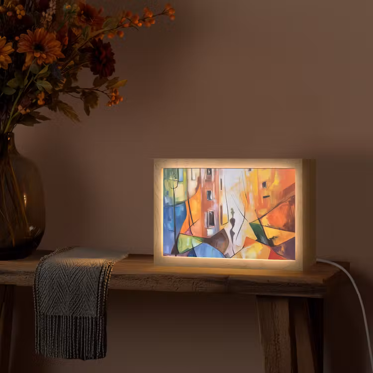 Abstract - Kunst - Schilderij - Kleuren Light Box met kabel (Tafellamp) klein -sfeer4