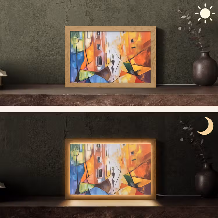 Abstract - Kunst - Schilderij - Kleuren Light Box met kabel (Tafellamp) klein -sfeer3