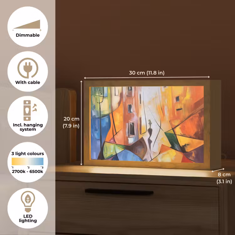 Abstract - Kunst - Schilderij - Kleuren Light Box met kabel (Tafellamp) klein -USP_EN