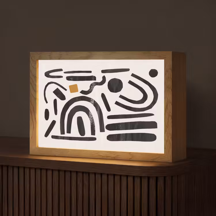 Abstract - Kunst - Vormen - Zwart Light Box met kabel (Tafellamp) klein -z3d_website