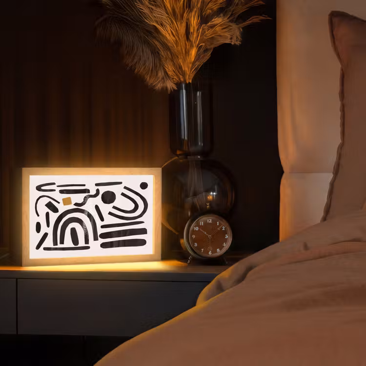 Abstract - Kunst - Vormen - Zwart Light Box met kabel (Tafellamp) klein -sfeer1