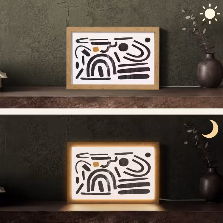 Abstract - Kunst - Vormen - Zwart Light Box met kabel (Tafellamp) klein -sfeer3