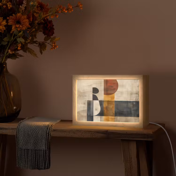 Abstract - Kunst - Vormen - Modern Light Box met kabel (Tafellamp) klein -sfeer4