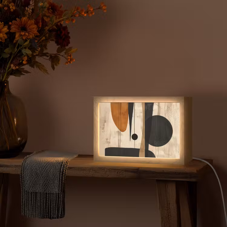 Abstract - Kunst - Vormen - Modern Light Box met kabel (Tafellamp) klein -sfeer4