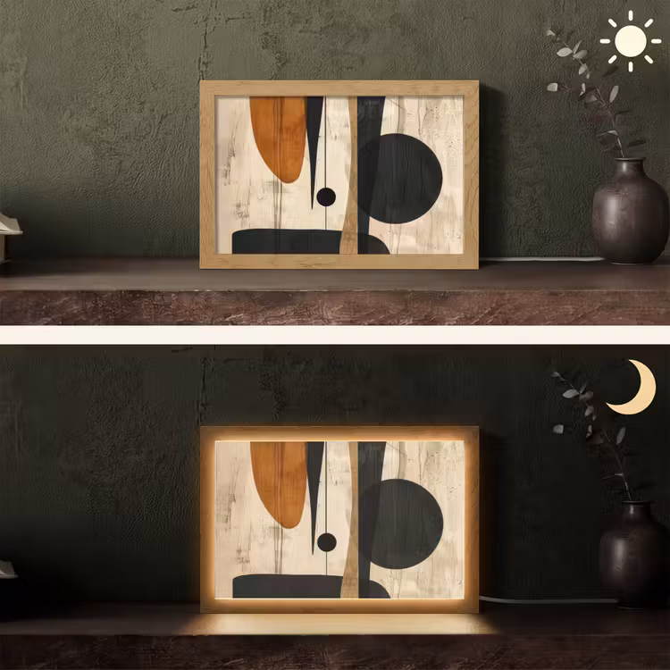 Abstract - Kunst - Vormen - Modern Light Box met kabel (Tafellamp) klein -sfeer3