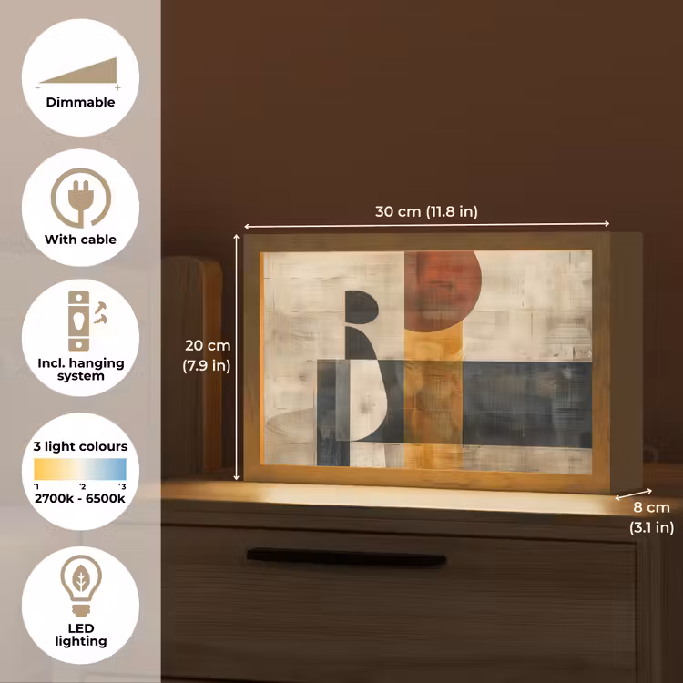 Abstract - Kunst - Vormen - Modern Light Box met kabel (Tafellamp) klein -USP_EN
