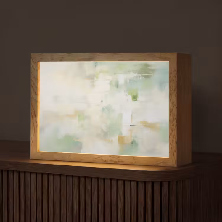 Abstract - Kunst - Wit - Groen - Modern Light Box met kabel (Tafellamp) klein -z3d_website