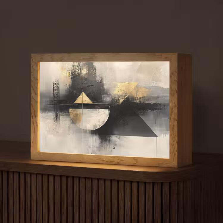 Abstract - Zwart - Verf - Modern Light Box met kabel (Tafellamp) klein -z3d_website