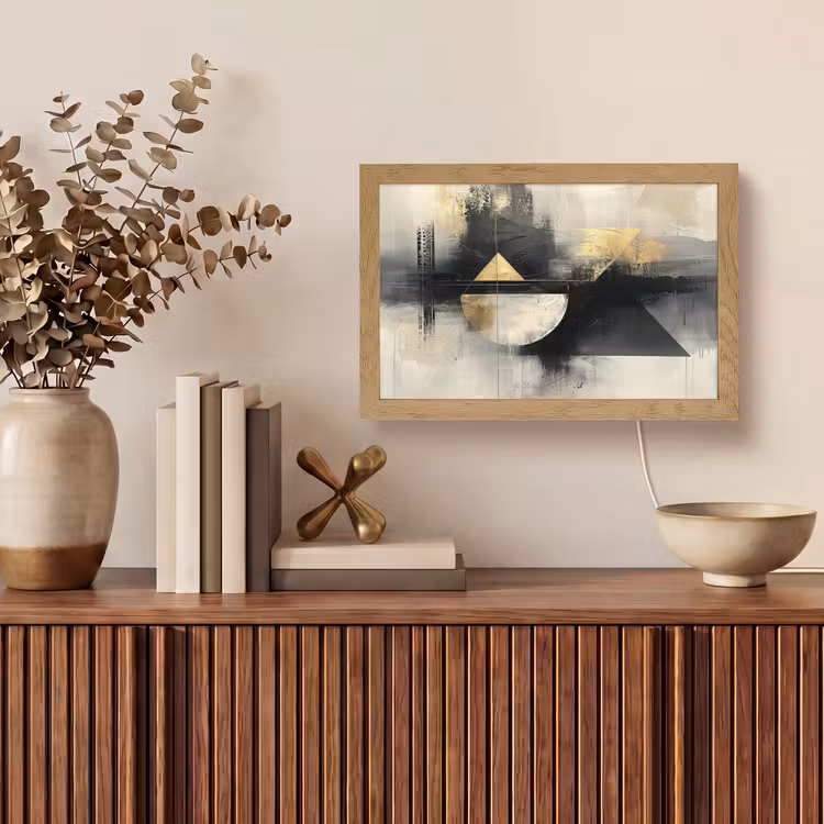 Abstract - Zwart - Verf - Modern Light Box met kabel (Tafellamp) klein -sfeer2