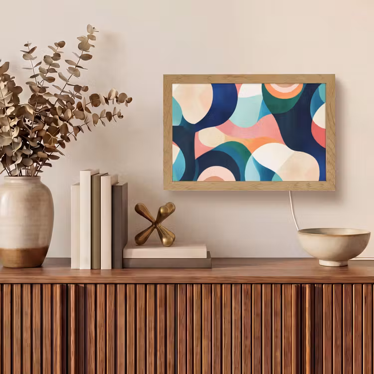 Abstract - Blauw - Roze Light Box met kabel (Tafellamp) klein -sfeer2