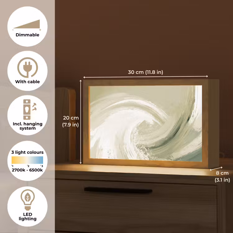 Abstract - Penseelstreken - Golven - Groen Light Box met kabel (Tafellamp) klein -USP_EN