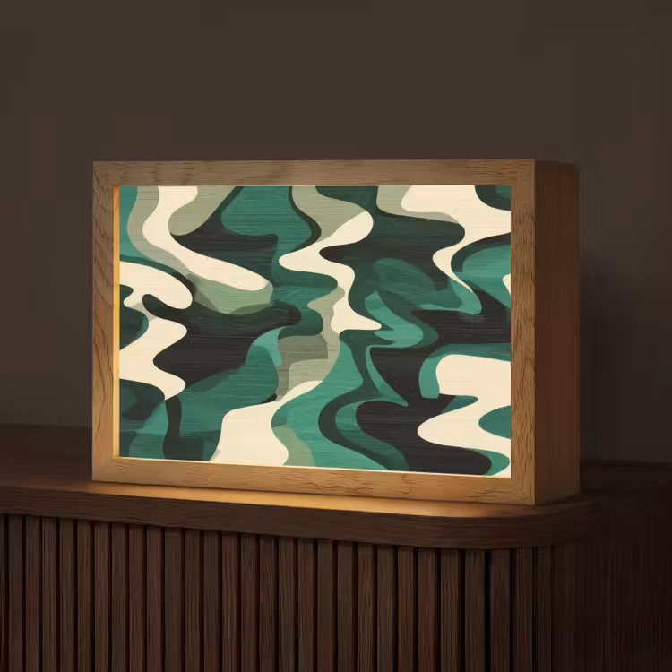 Abstract - Camouflage - Groen Light Box met kabel (Tafellamp) klein -z3d_website